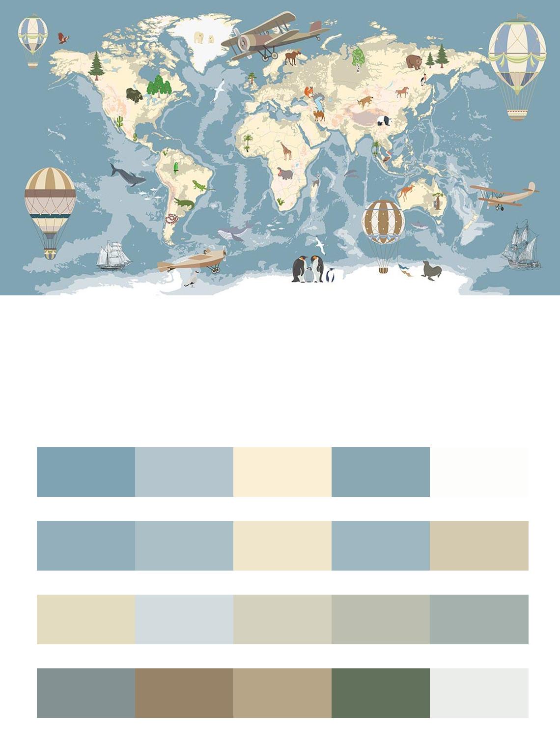 Карта в детскую серо-синий фон цвета