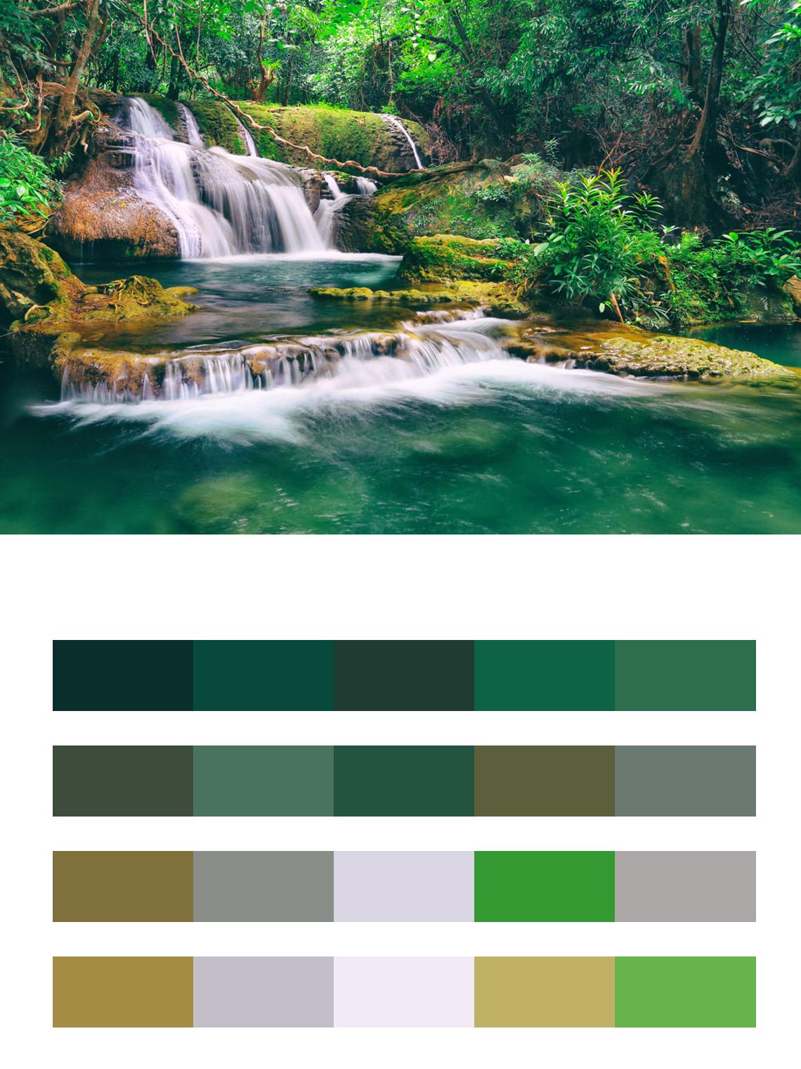 Водопад в лесу Тайланда цвета
